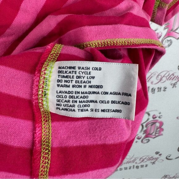 Izod stretch cropped shirt lime green stretch Fuchsia and Pink Striped Top - Picture 8 of 9